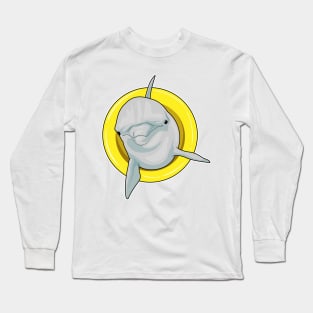 Dolphin Swimming Lifebuoy Long Sleeve T-Shirt